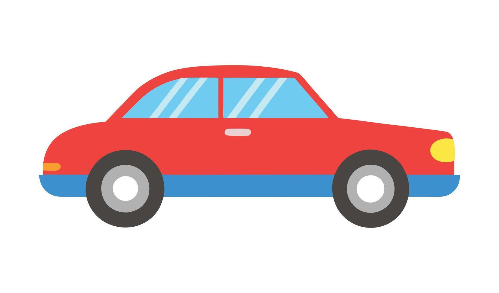 Car side view illustration. Vintage red coupe art. Retro flat automobile red car icon. vector