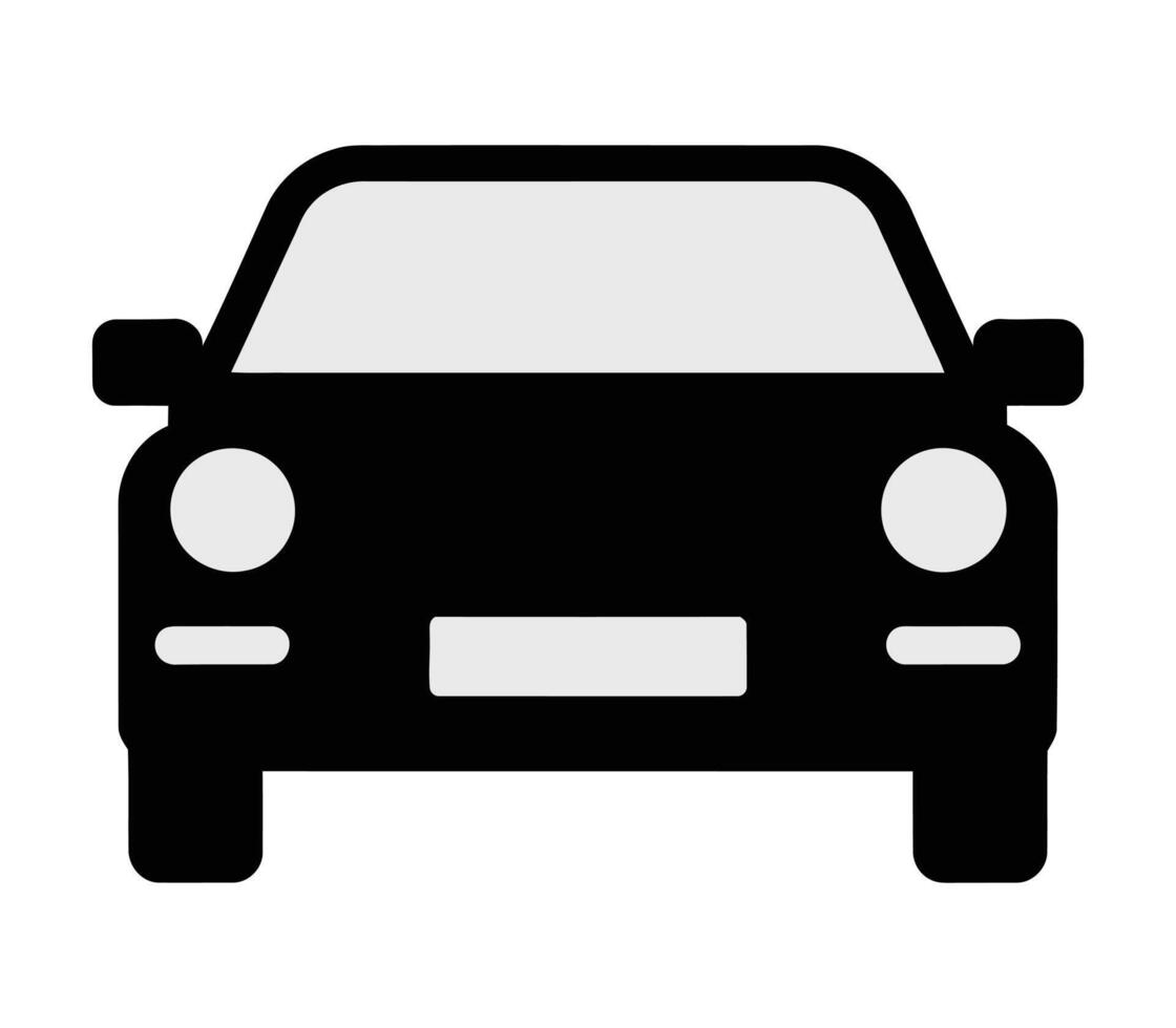 silhouette Car icon front view. Automobile front view car illustration with white background. vector