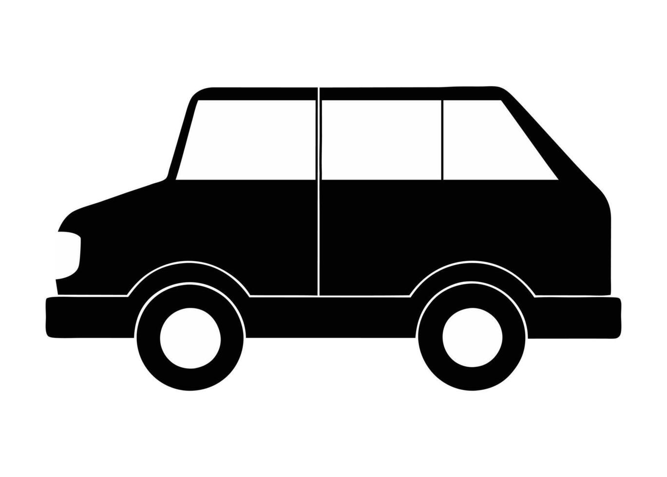 Simple Car clip art Silhouette . Minimalist flat Van Icon Design. Modern SUV Outline Graphic. vector