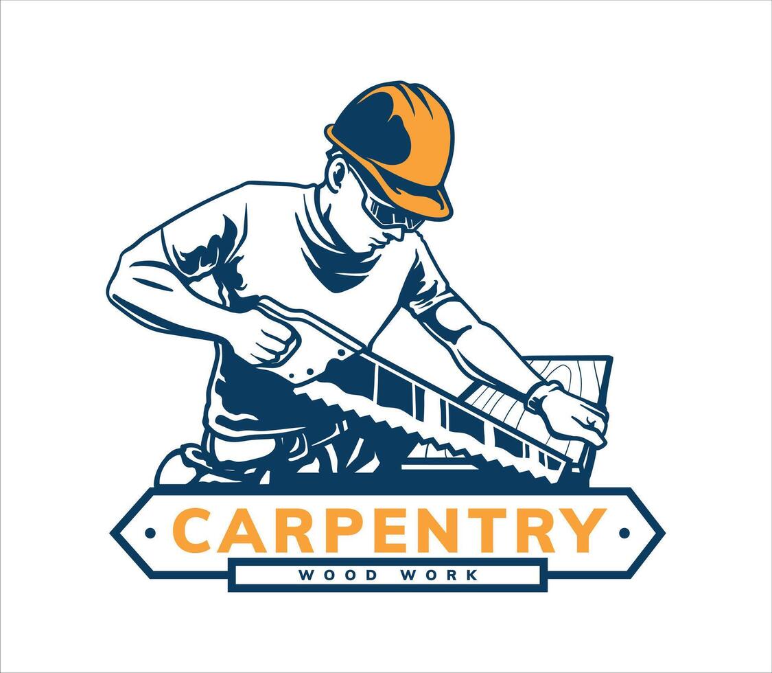 carpentry logo badge design vector
