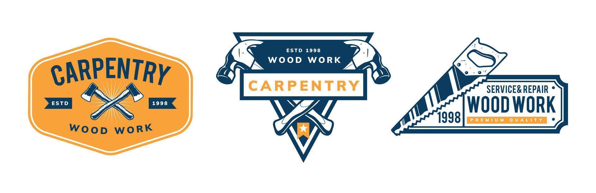 carpentry retro logo vector