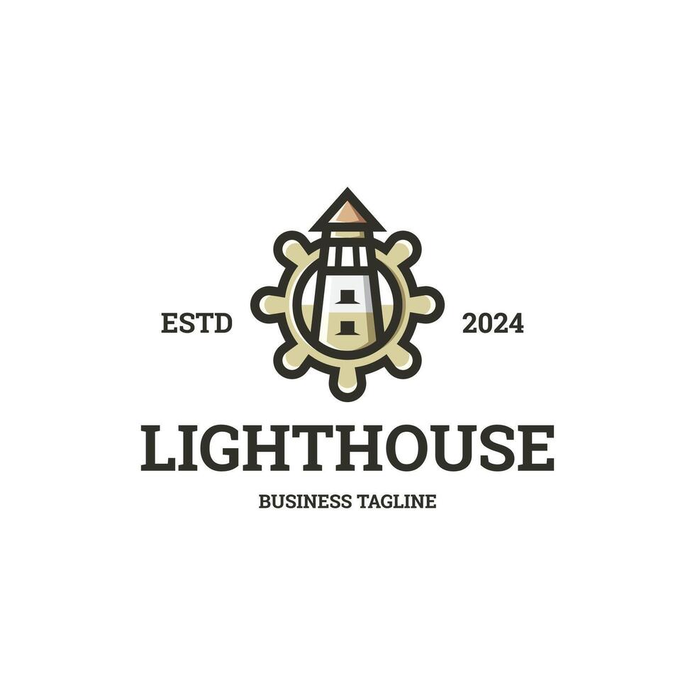 marine lighthouse logo design vector