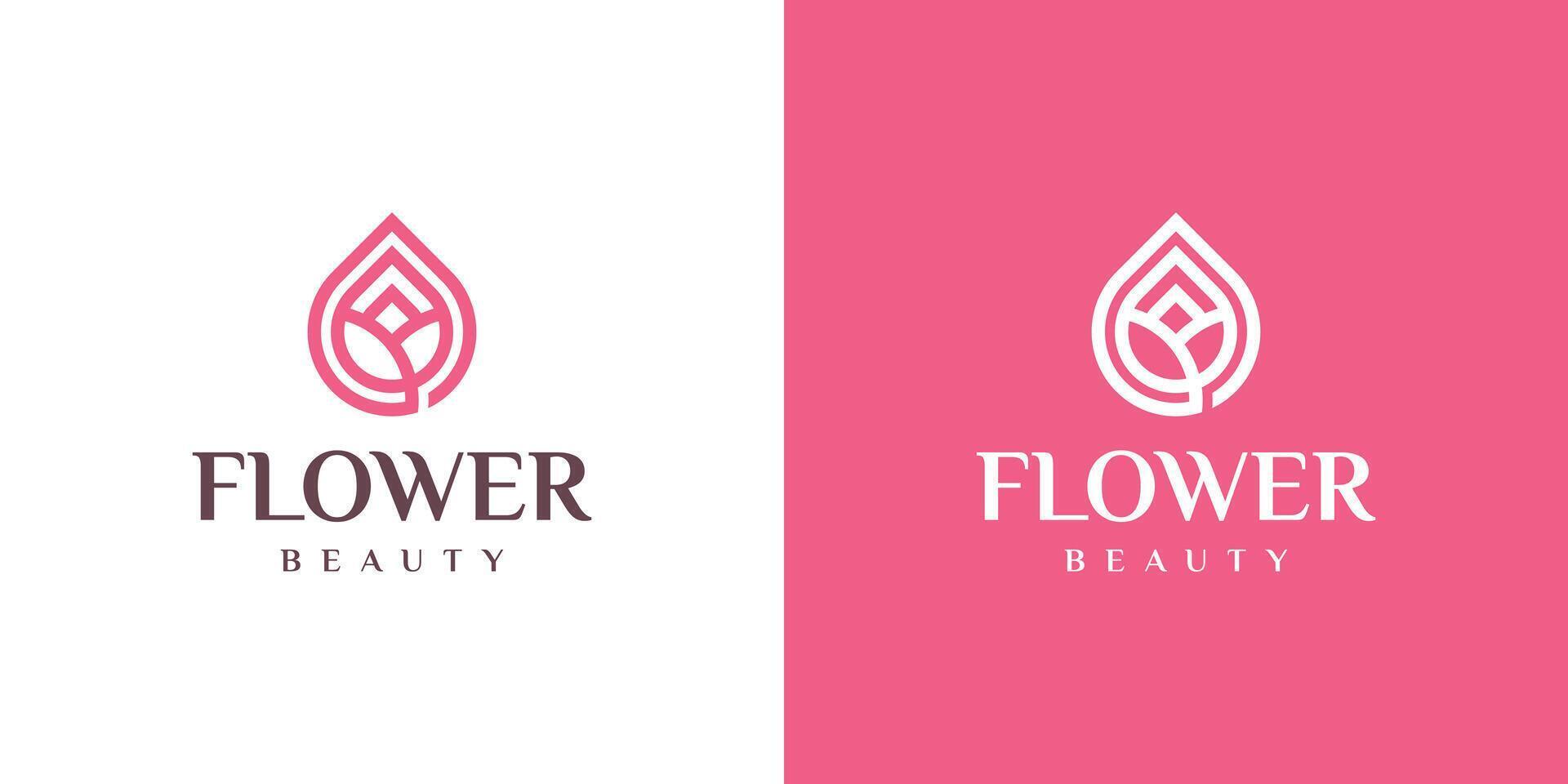 beauty drop tulip logo design vector