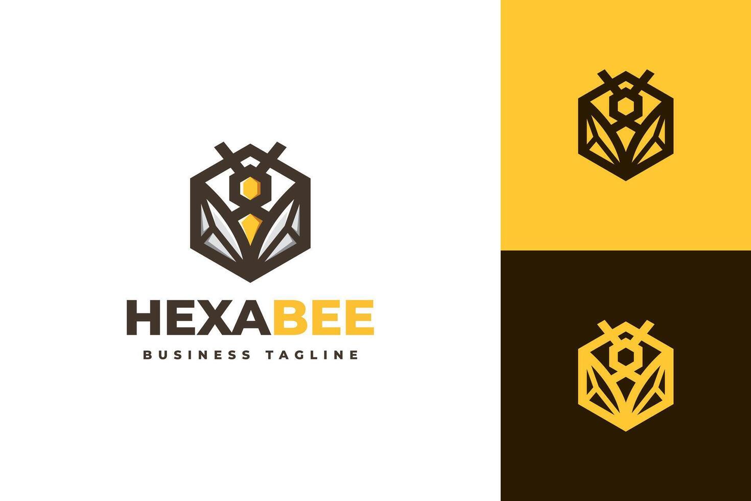 bee hexagon logo design vector