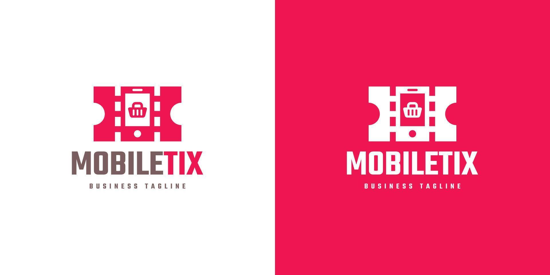 mobile ticket store logo design vector