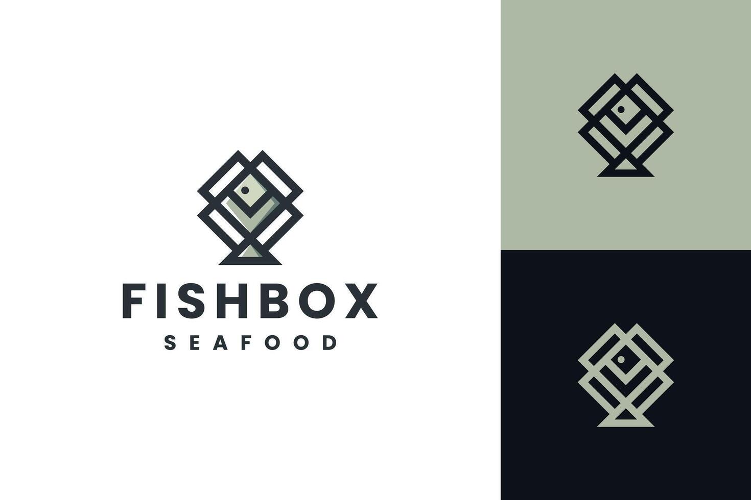 fish box logo design vector