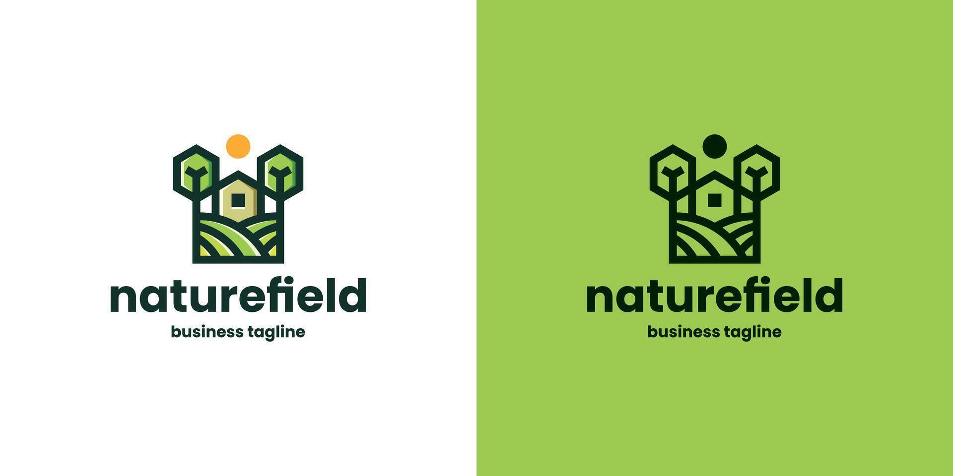 nature field house logo design vector