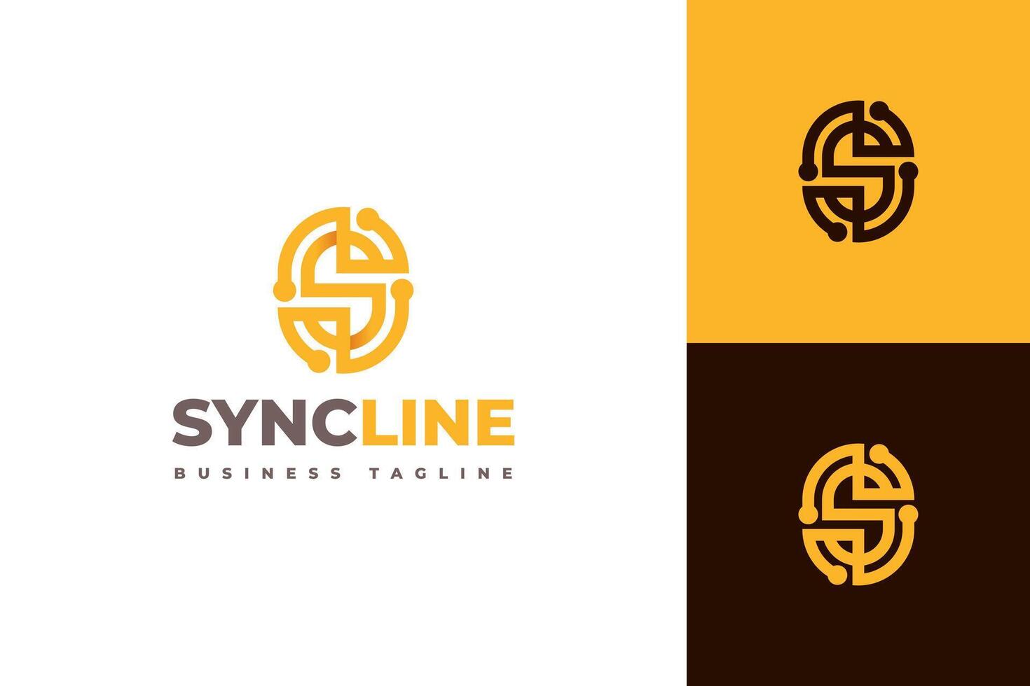 line technology s letter logo design vector