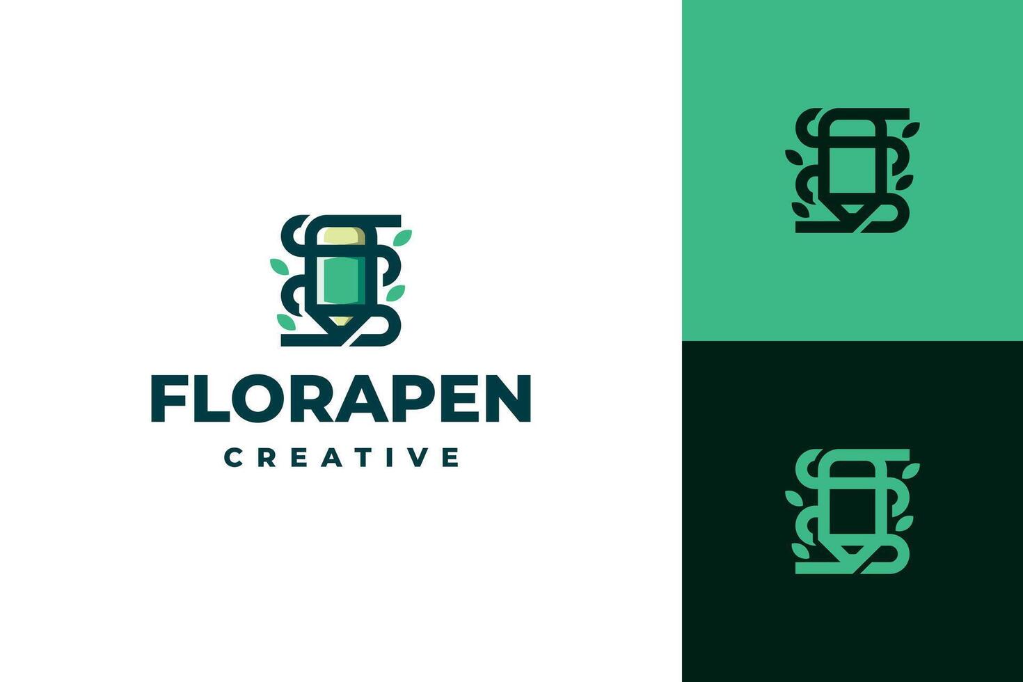 eco floral pencil logo design vector