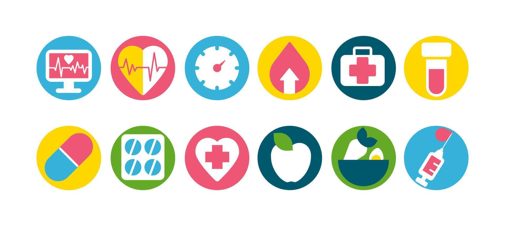 Abstract and Geometric Medical Icons for Heart Health. Cardiogram, Active Lifestyle vector