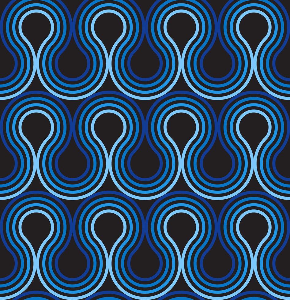 blue color wavy curve linear seamless pattern background vector