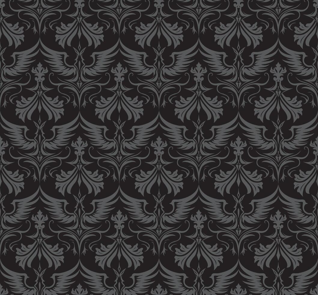elegant winged floral ornamental seamless pattern background vector