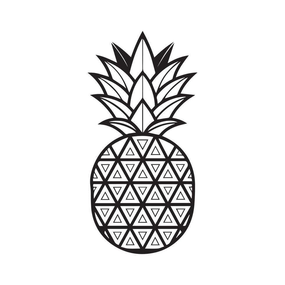 Minimal Pineapple Art in Black and White vector