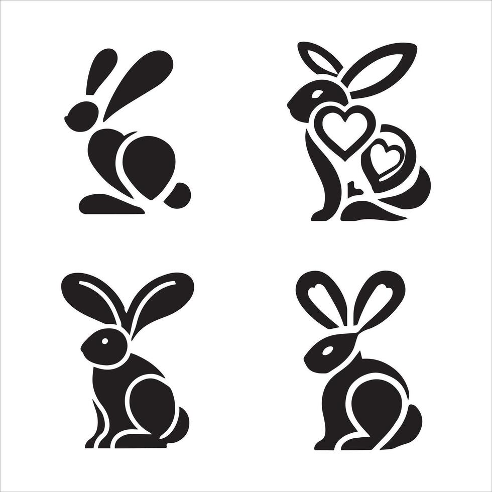 Four Unique Rabbit Outlines vector