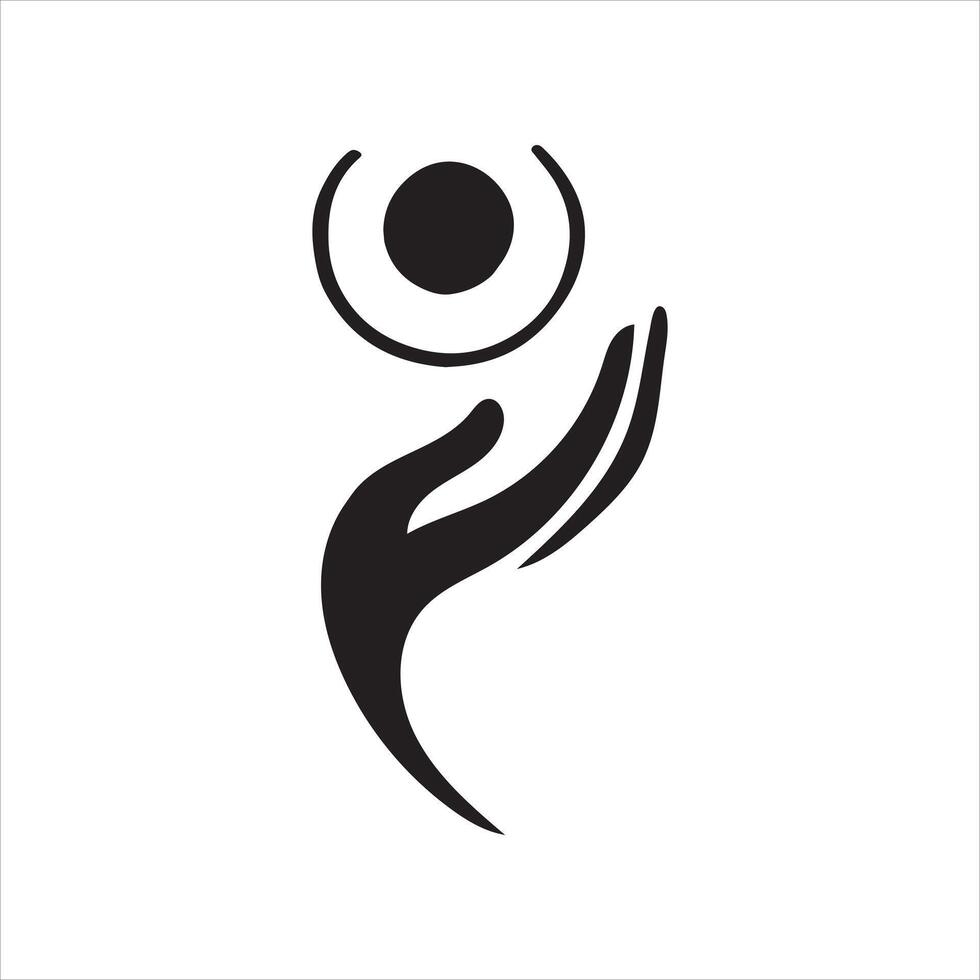 Abstract hand holding a stylized orb, symbolizing care and support. vector
