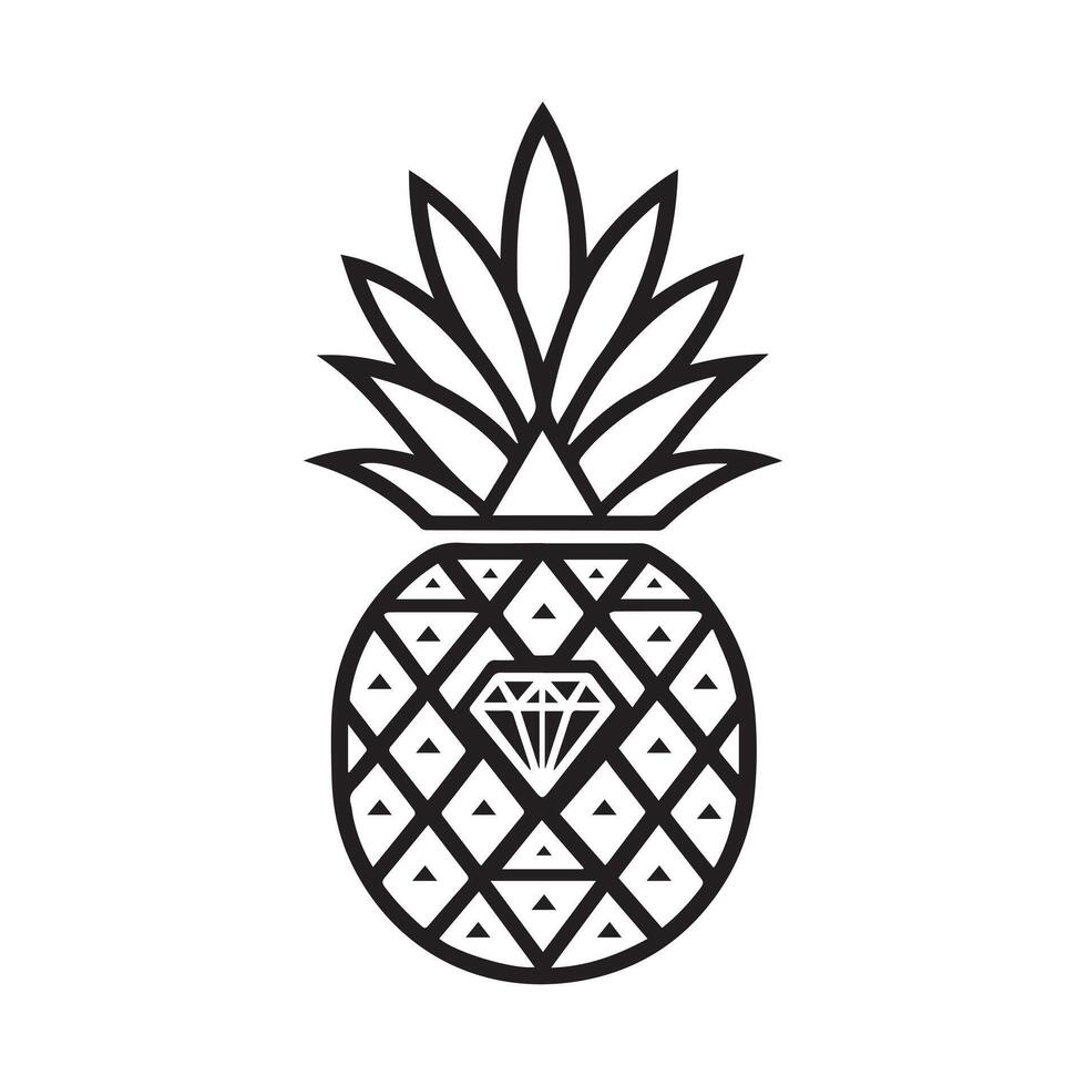 Pineapple Illustration with Geometric Style vector