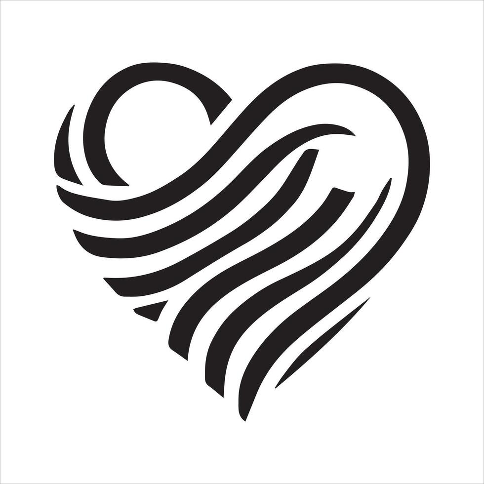 Stylized Heart Shape with Waves vector