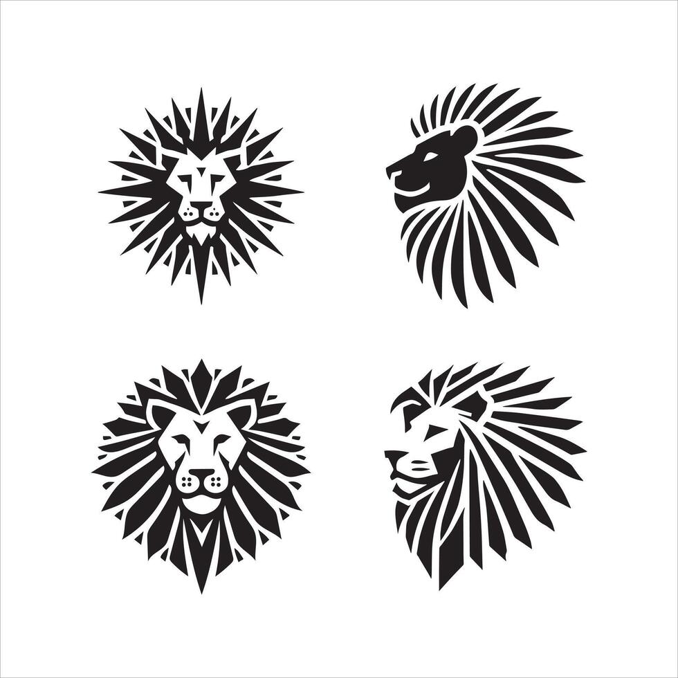 Minimalist Lion Head Logos vector