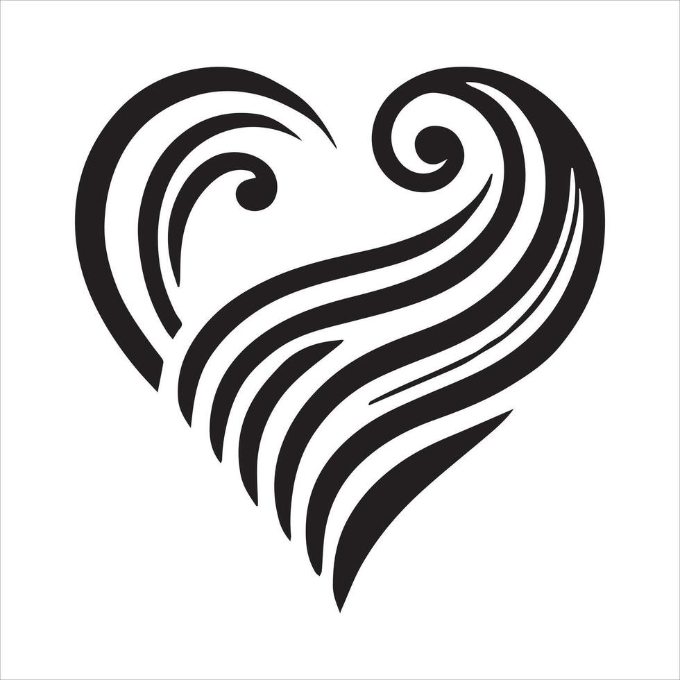 Abstract Heart with Wave Patterns vector