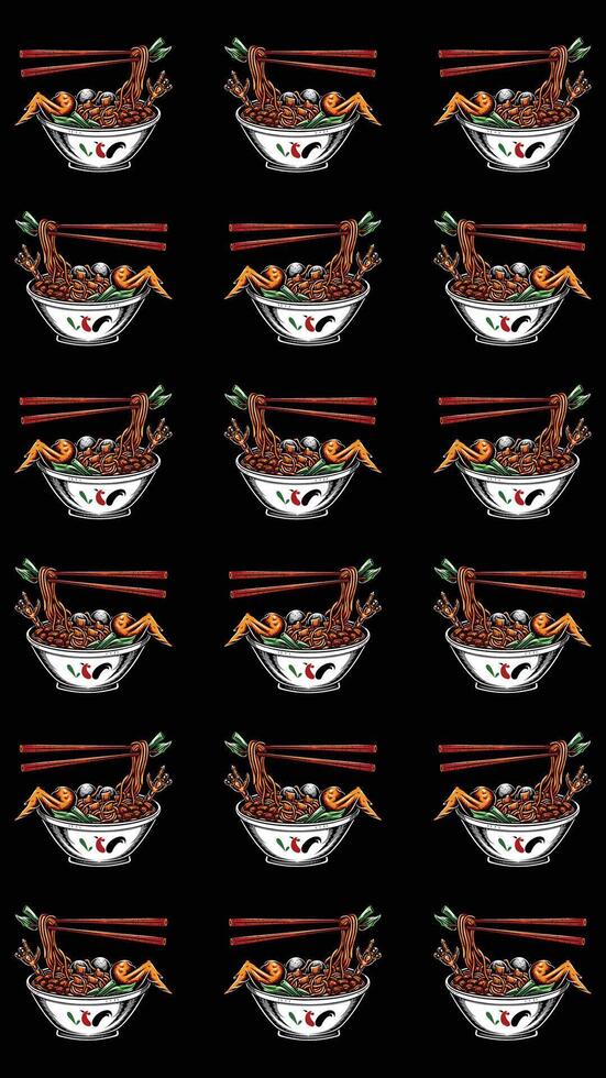 Chicken Noodle illustration shorts and reels template for social media vector