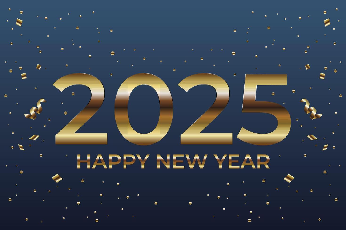 Elegant 2025 happy new year design with golden confetti vector