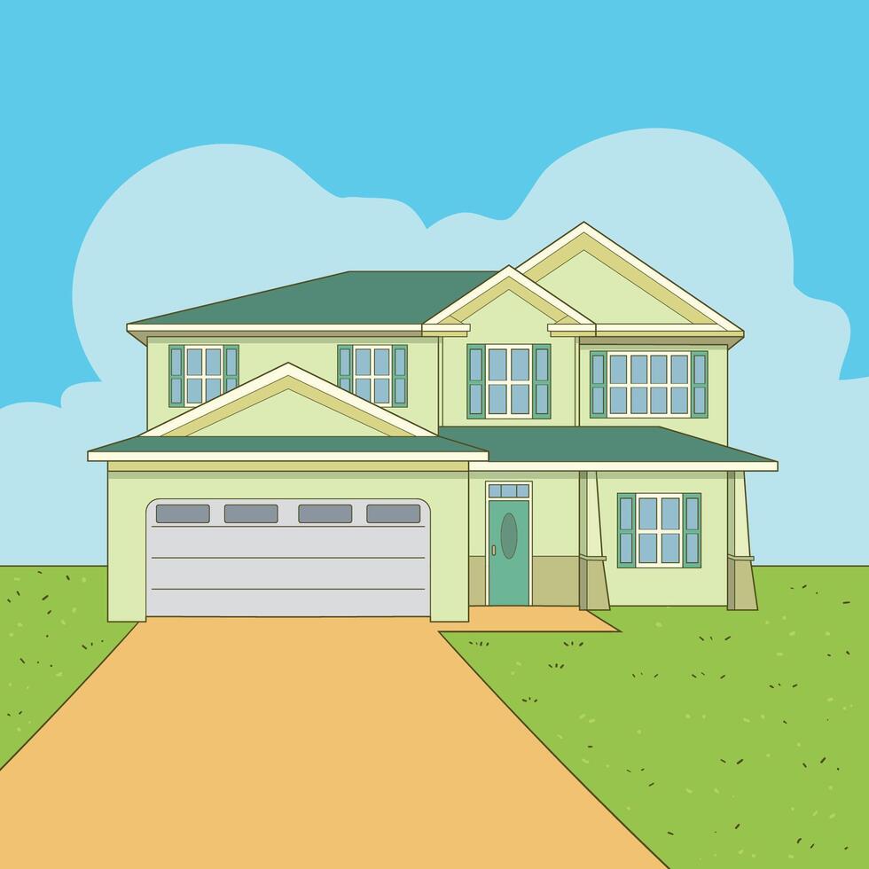 hand drawn american house vector