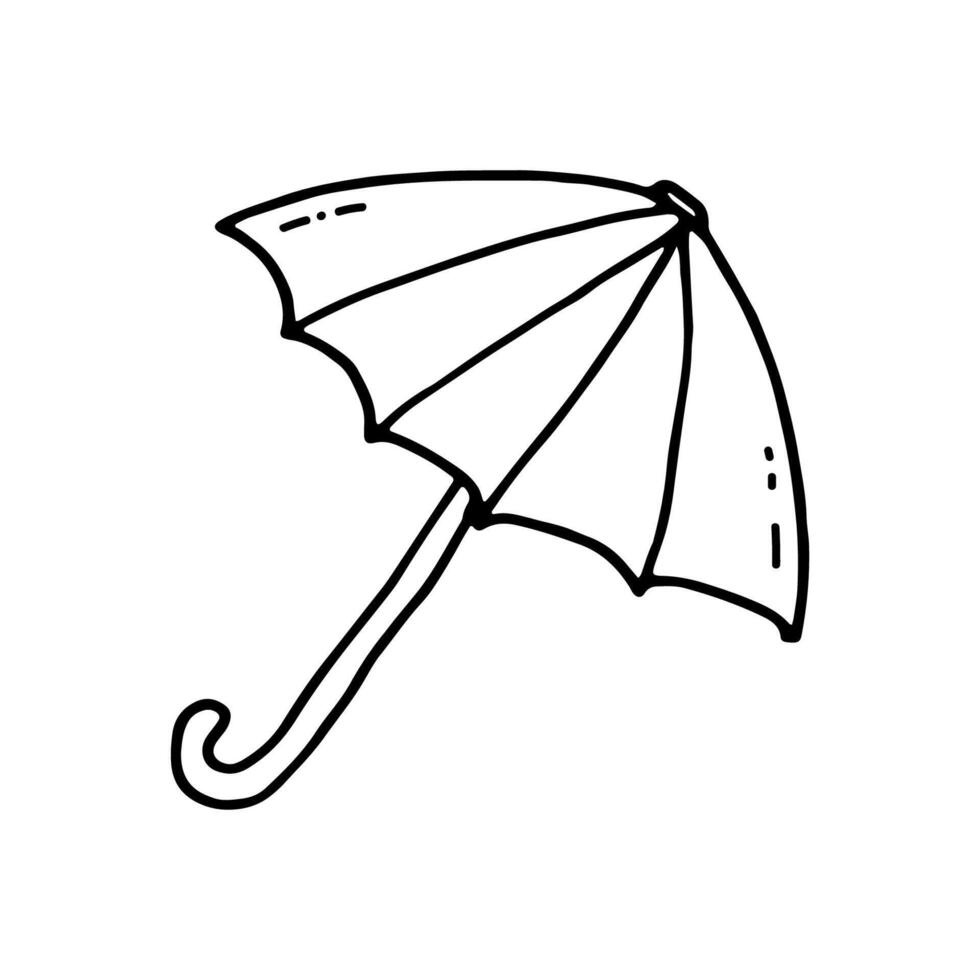 Umbrella, for protection from rain and sun. Drawing. Hand drawn. Outline. vector