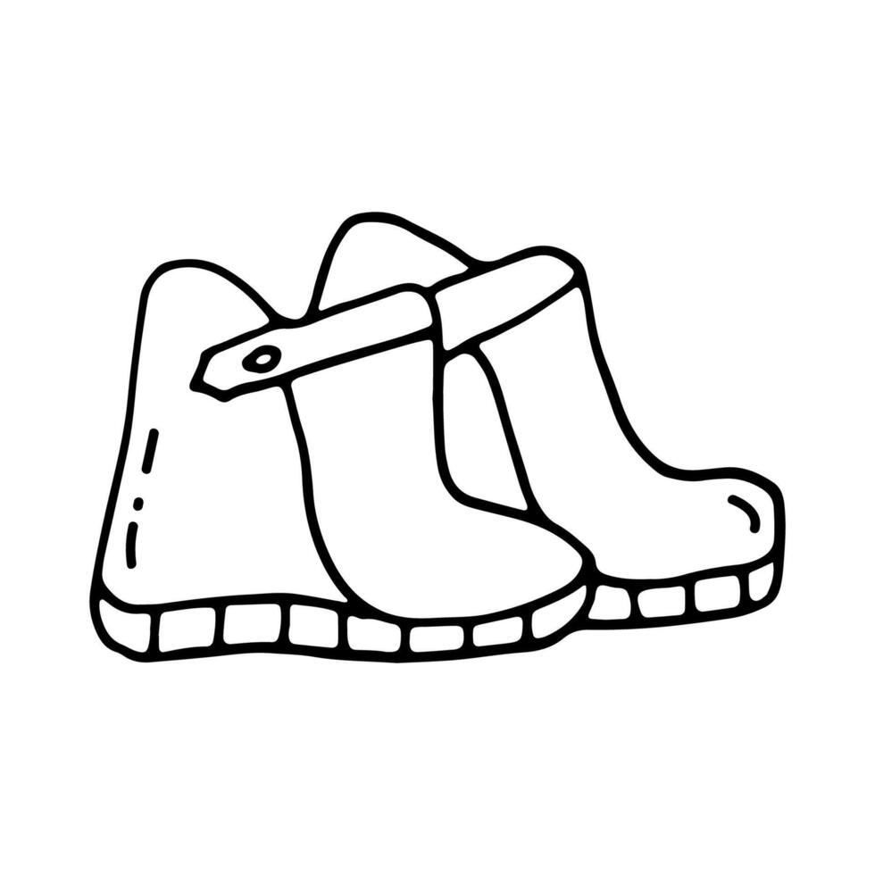 Demi-season shoes. Boots for autumn. Doodle. Hand drawn. Outline. vector