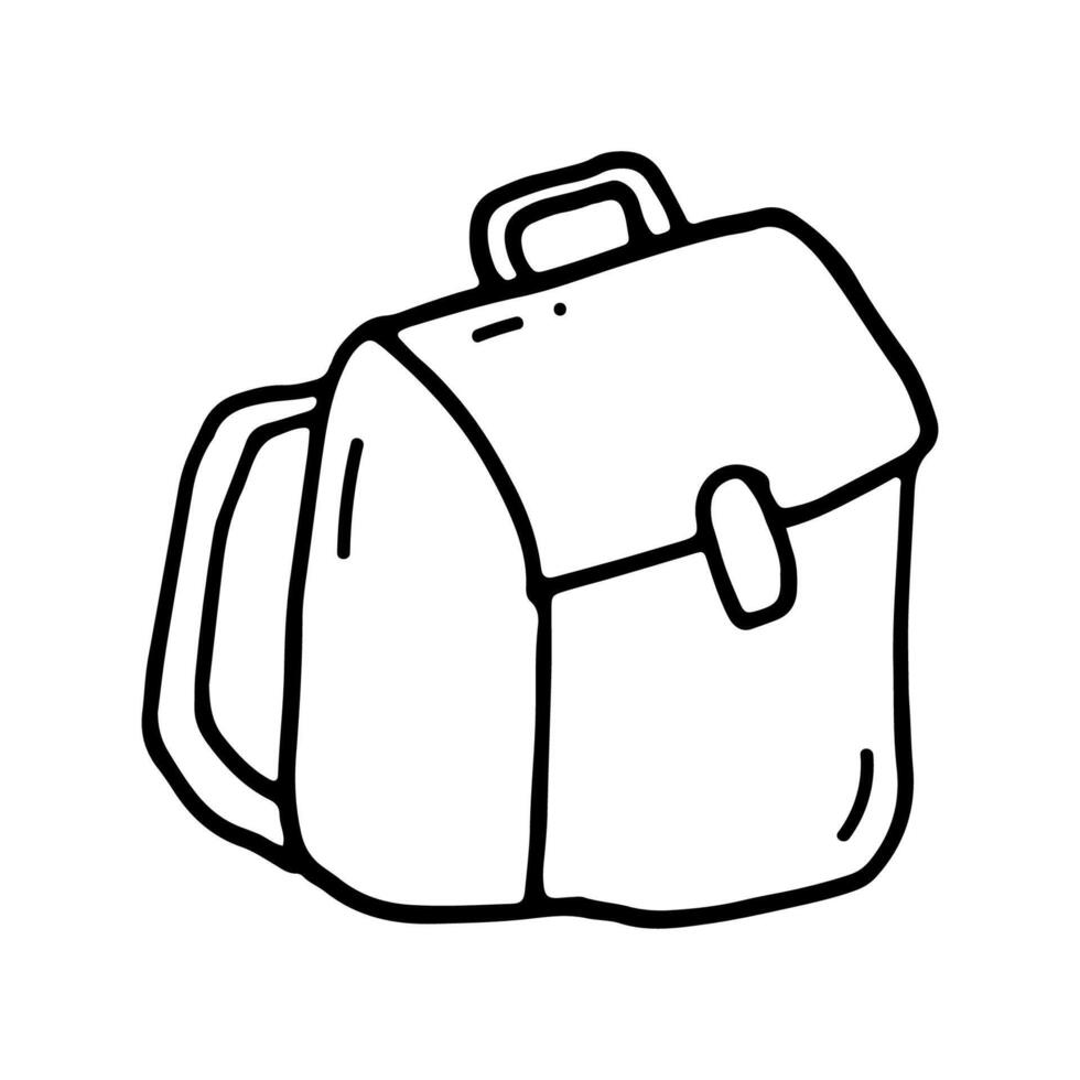 Backpack, satchel, bag for carrying on the back. Study, travel. Doodle. Hand drawn. Outline. vector