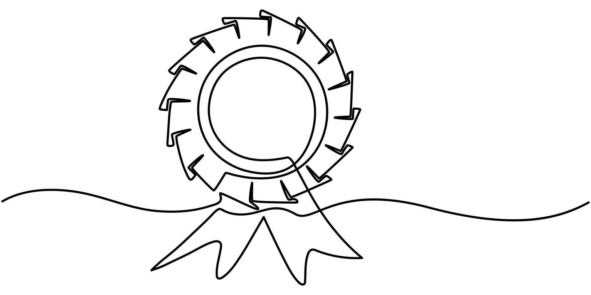 Award badge continuous one line drawing Isolated vector