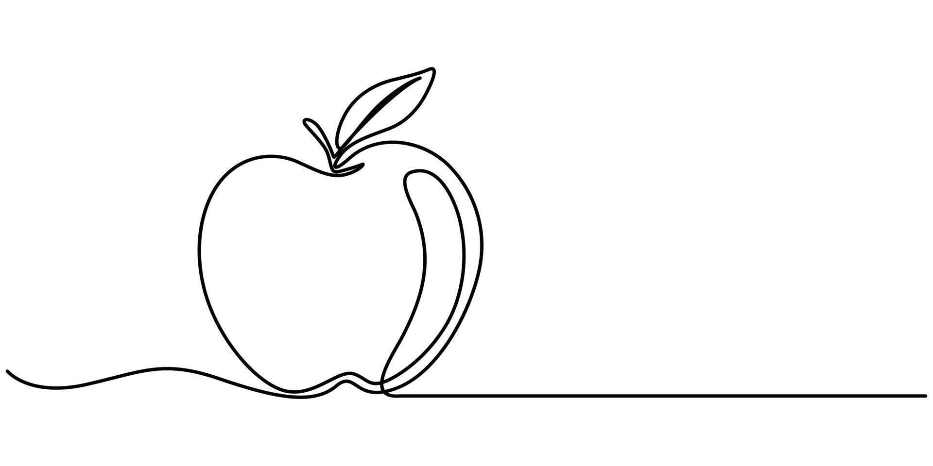 One line drawing apple illustration vector