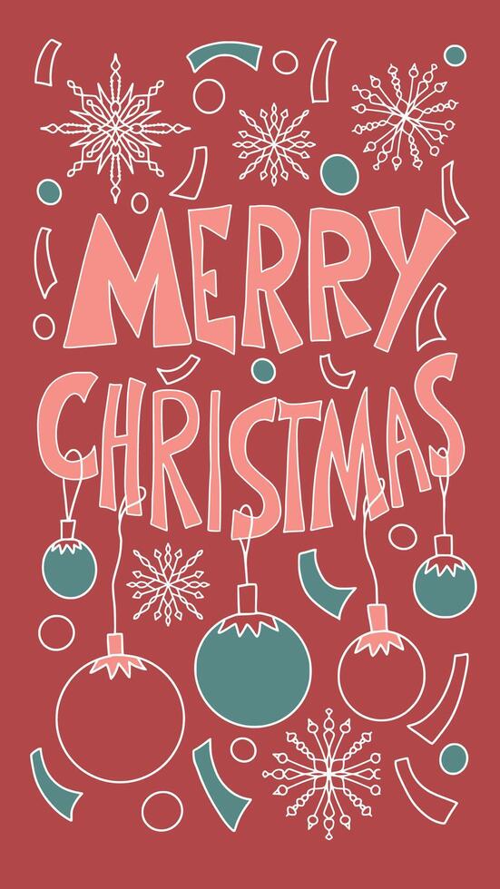 Merry Christmas. Story post with hand drawn text. vector