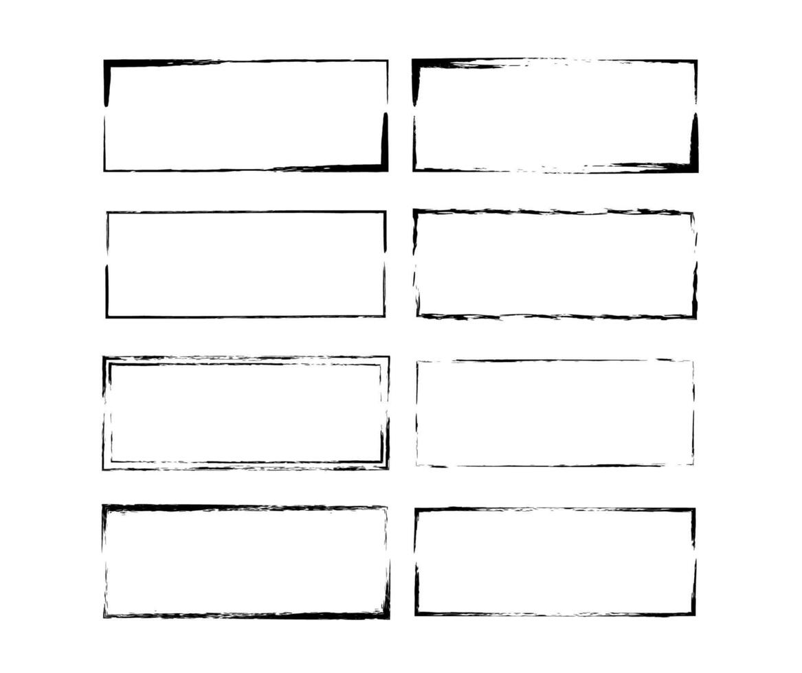 Set of grunge black frames. Brushes borders. vector