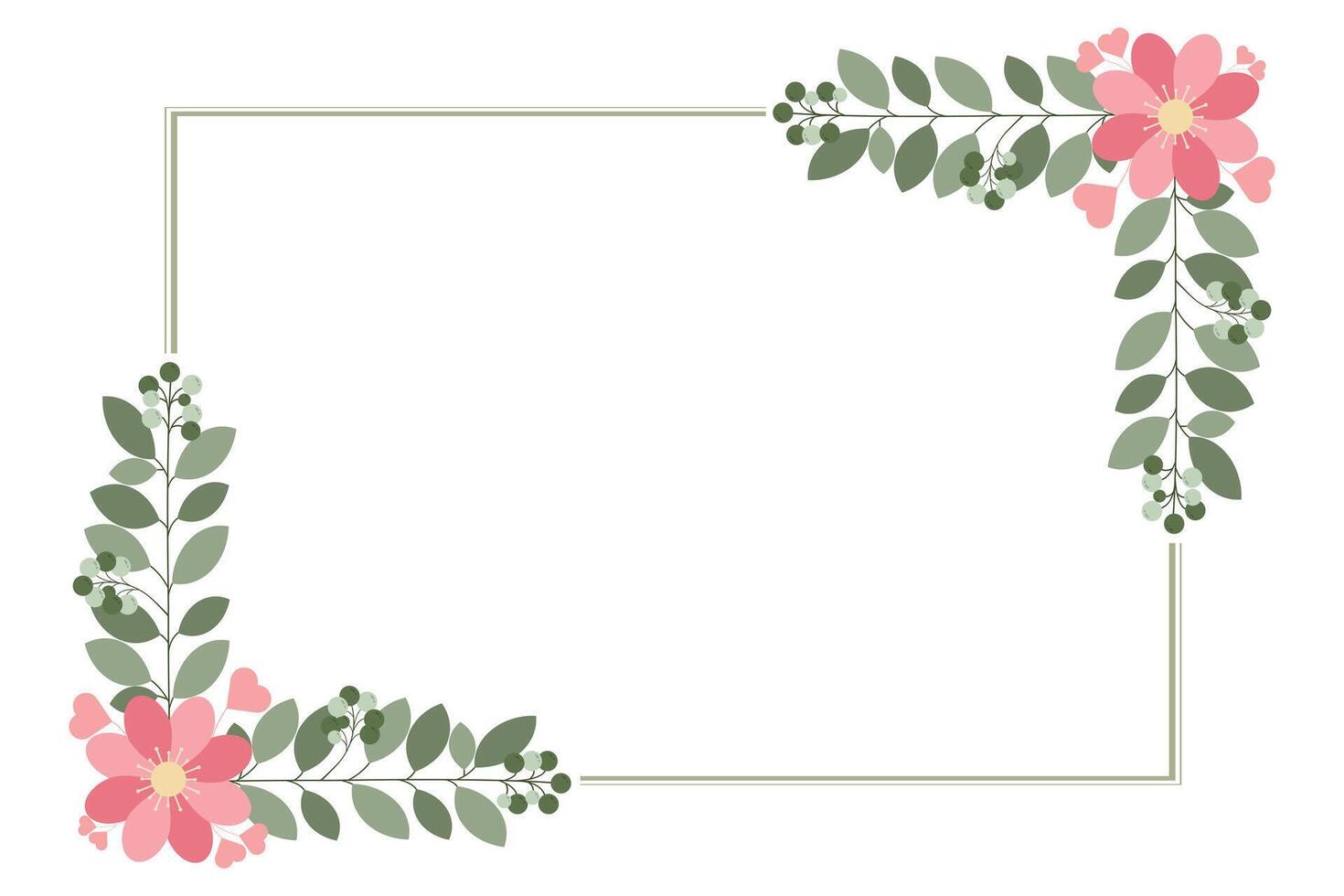 Rectangular Frame With Leaf And Love Flower Decoration vector