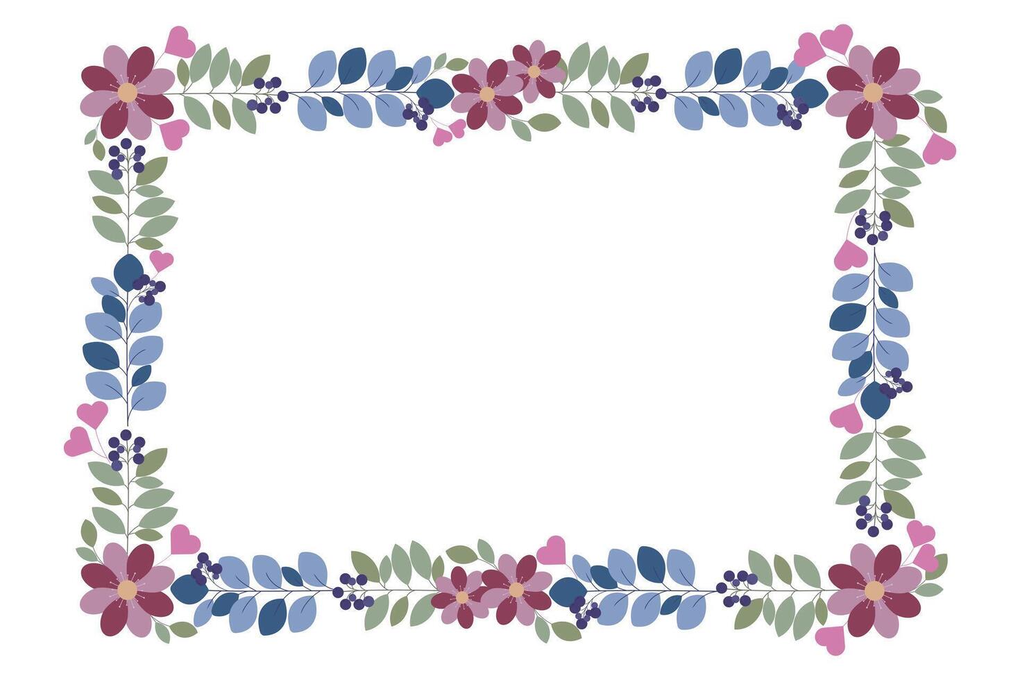 Rectangular Frame With Beautiful Leaves And Love Flowers vector