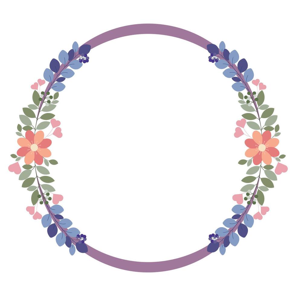 Lovely Circle Frame With Beautiful Flower And Leaf Decoration vector