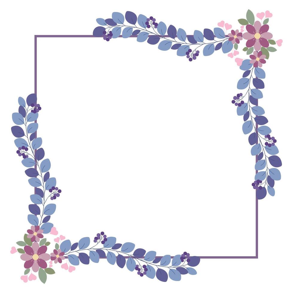 Square Frame With Leaf And Love Flower Decoration vector