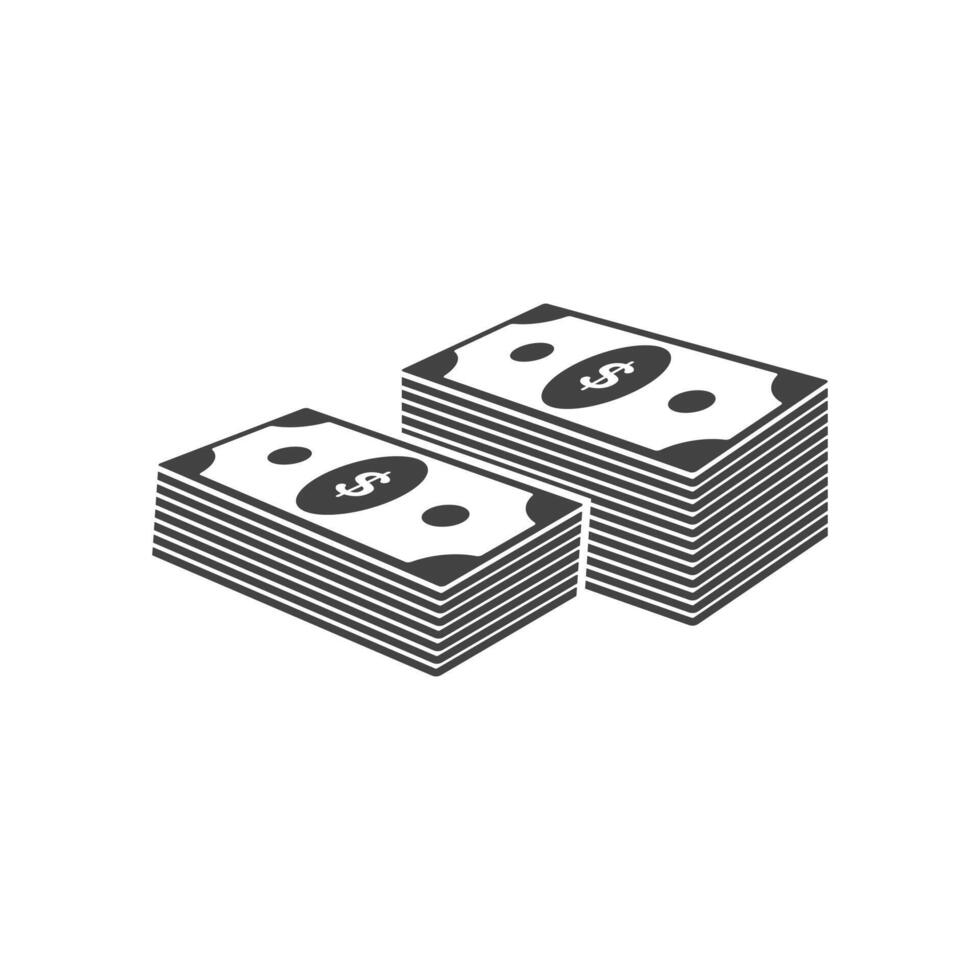 Banknotes cash stack dollar icons. Money currency bills silhouette. design elements isolate vector