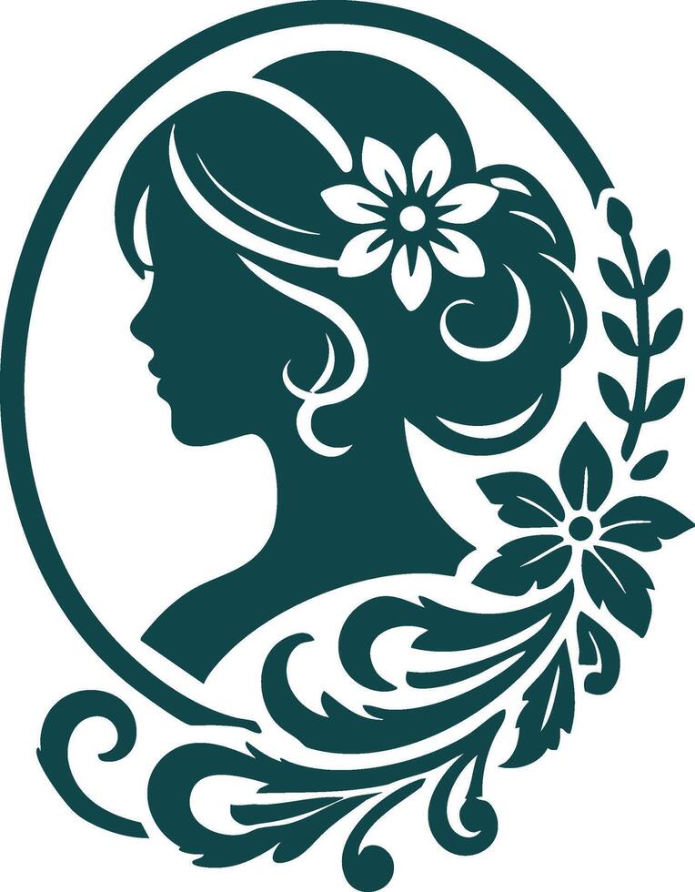 Female Profile Cameo Design for Historical Projects vector