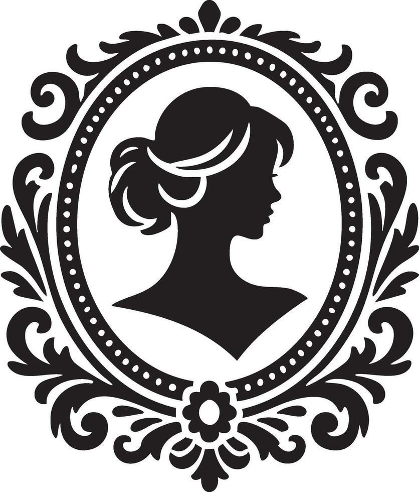 Timeless Female Profile Cameo for Art Concepts vector
