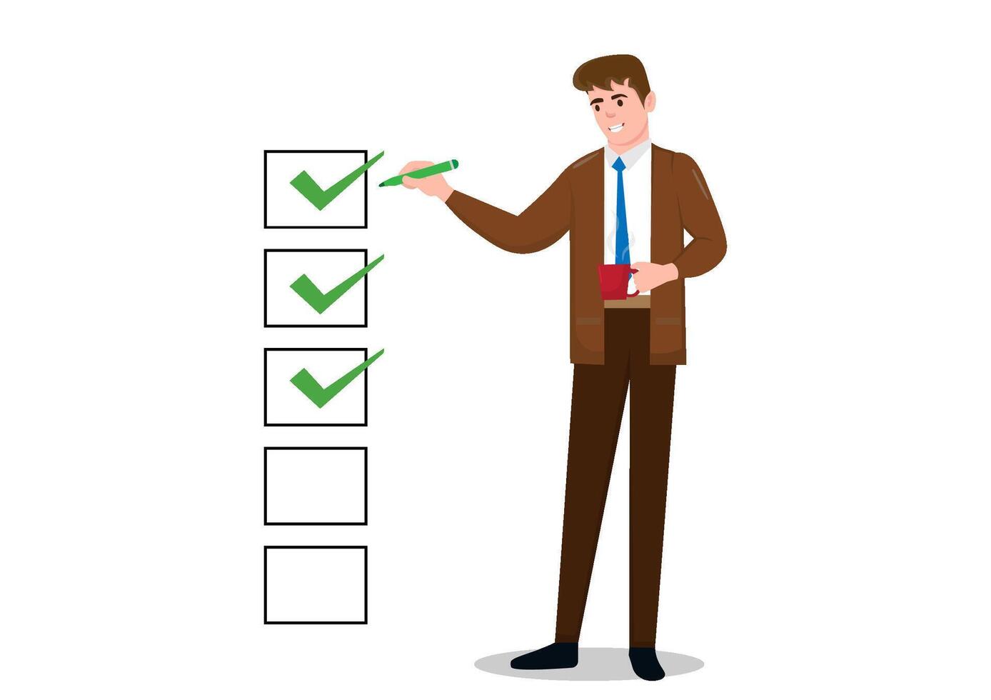 Businessman, he is entering a check mark vector