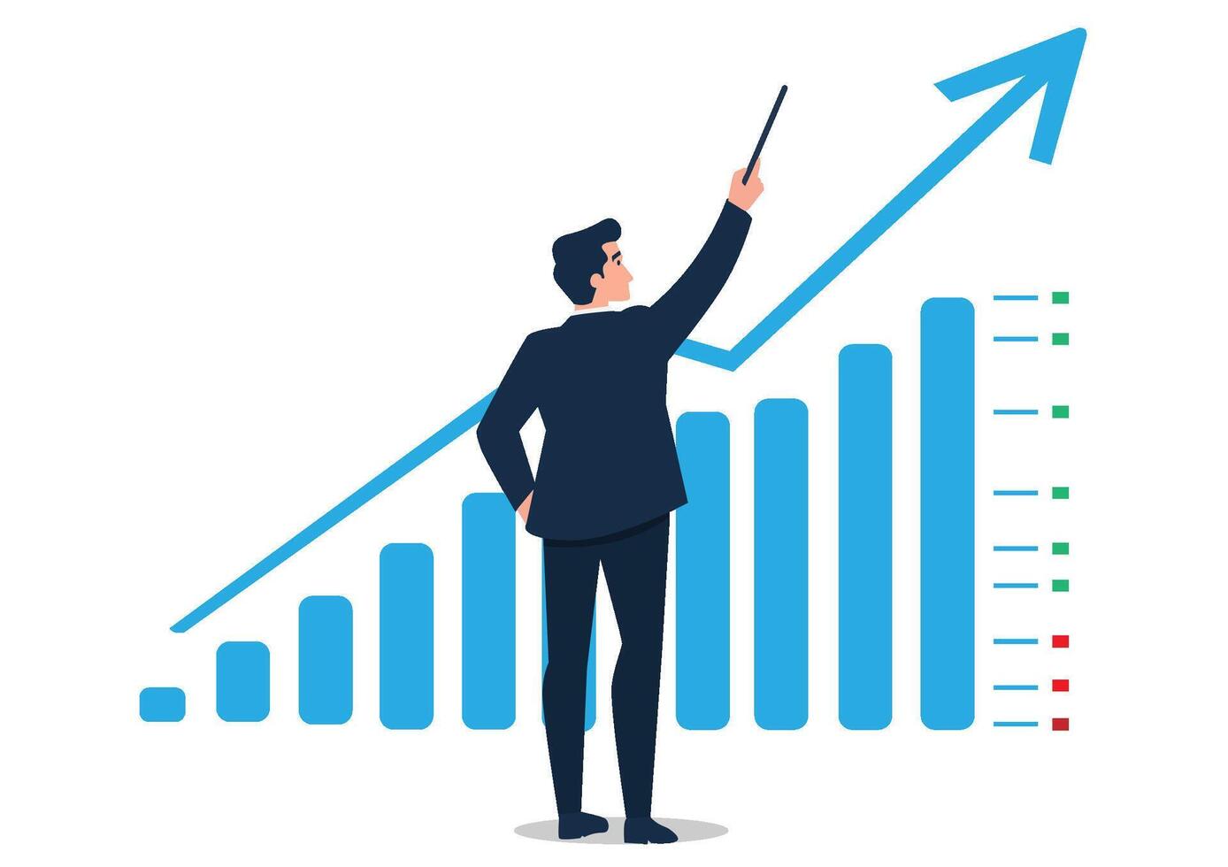 Businessman doing his best Everything went according to plan. goals effectively illustrations vector