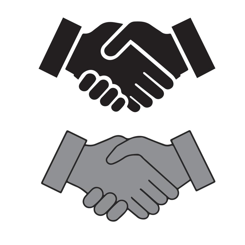 Simple Black Hands Shaking Icon vector