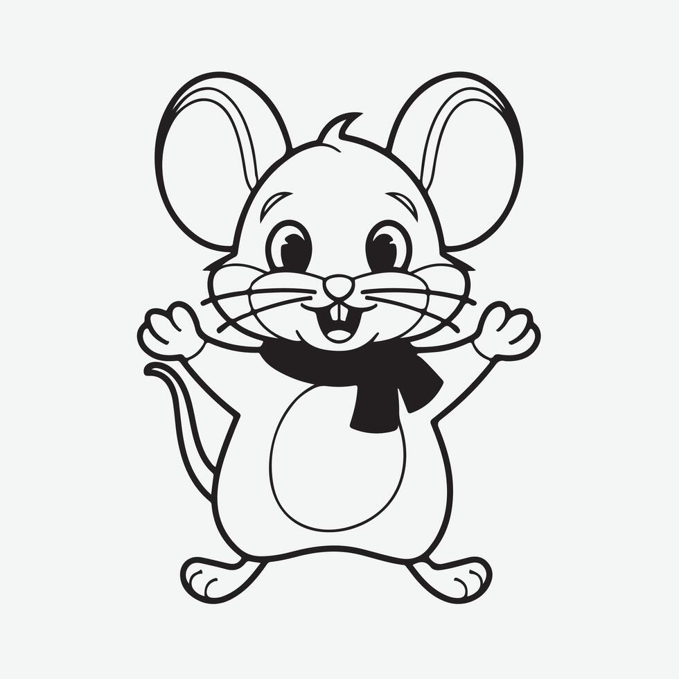 Minimalist Cartoon Field Mouse Illustration vector