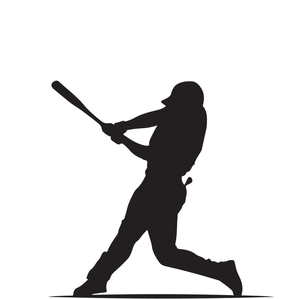 Black Silhouette of Baseball Batter vector