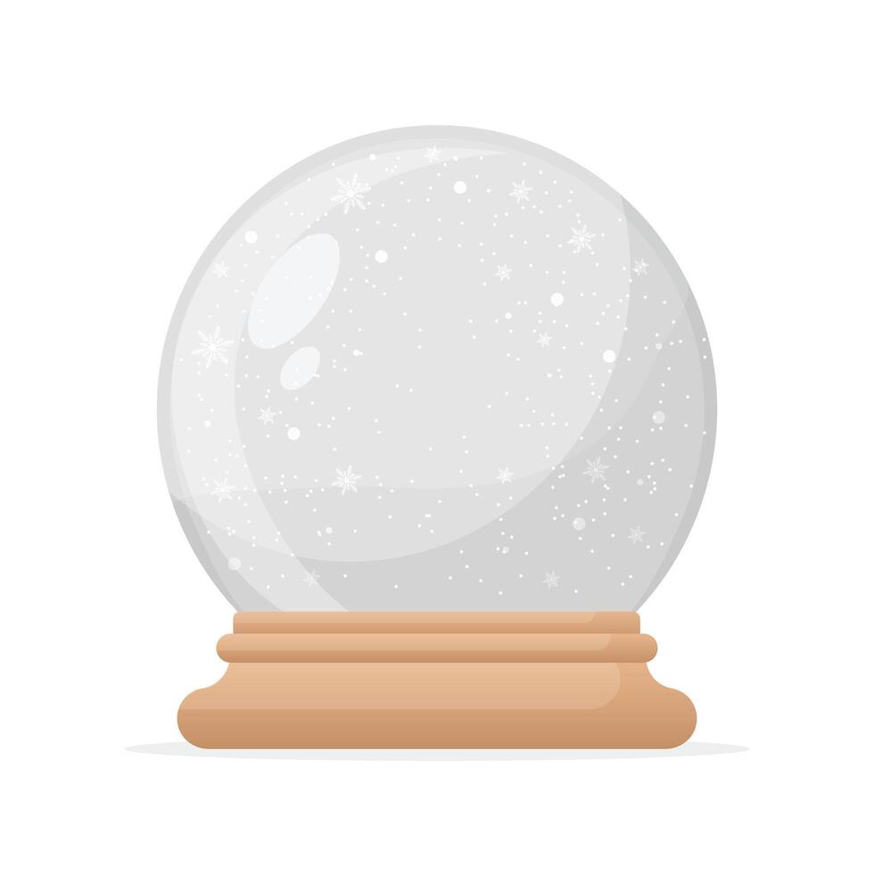 empty snow globe on a stand isolated on white background flat illustration vector