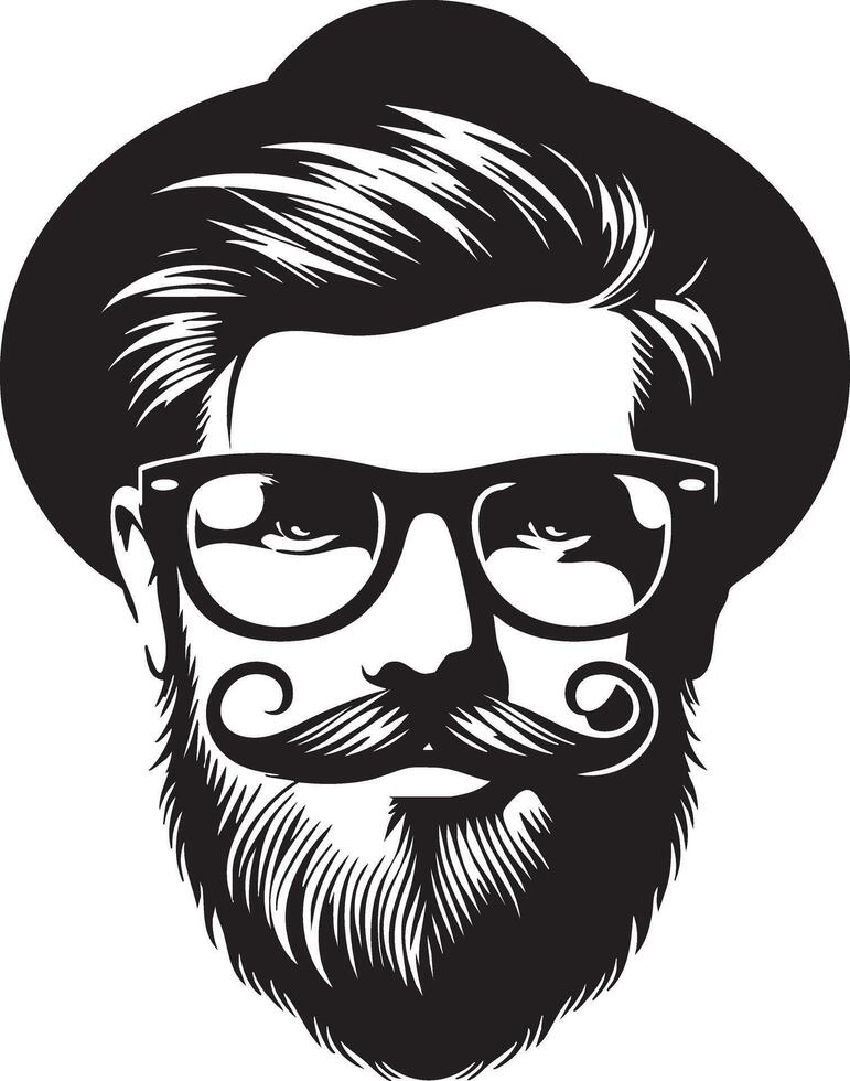 Hipster Beard and Mustache Silhouette for Unique Art vector