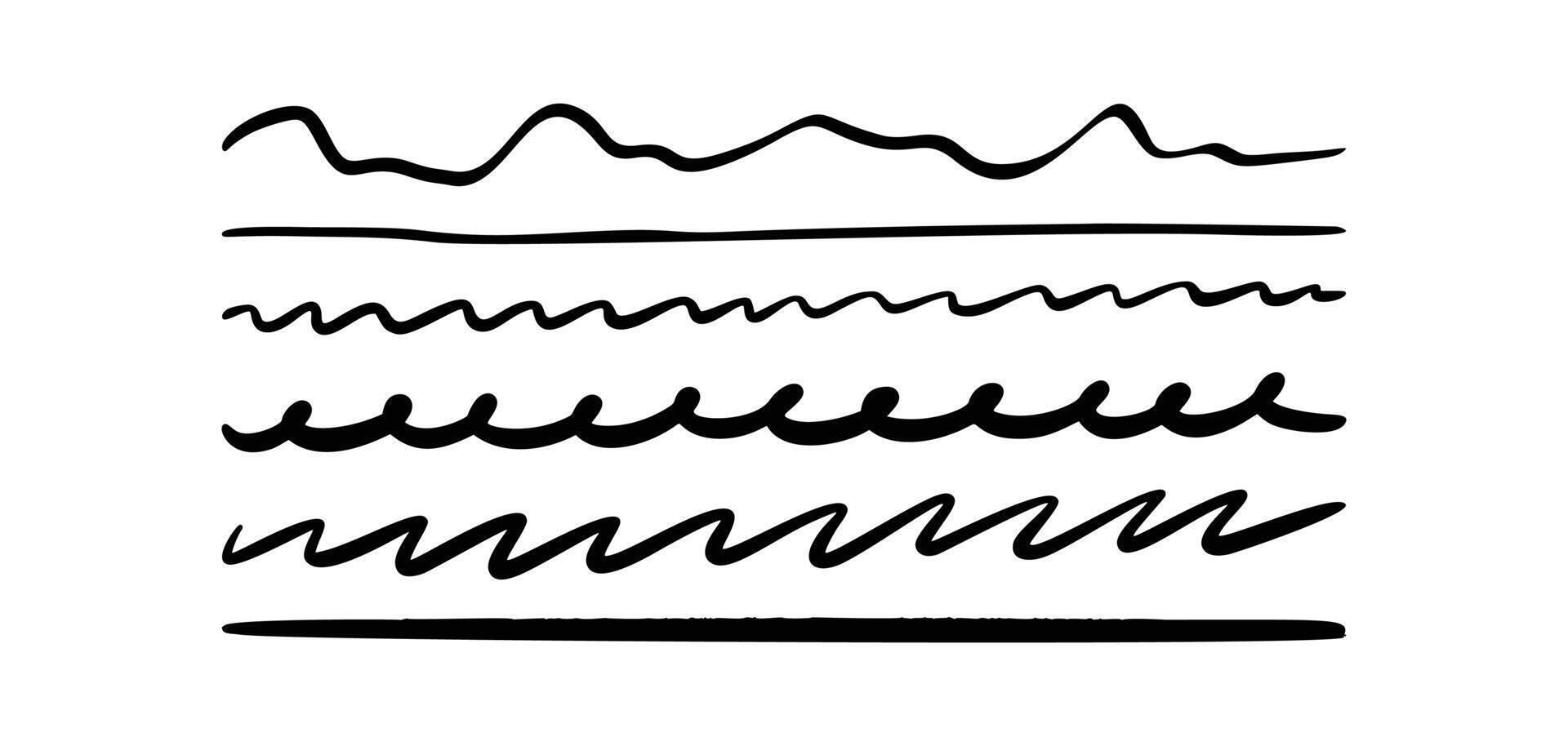 set of hand drawn crayon brush strokes vector