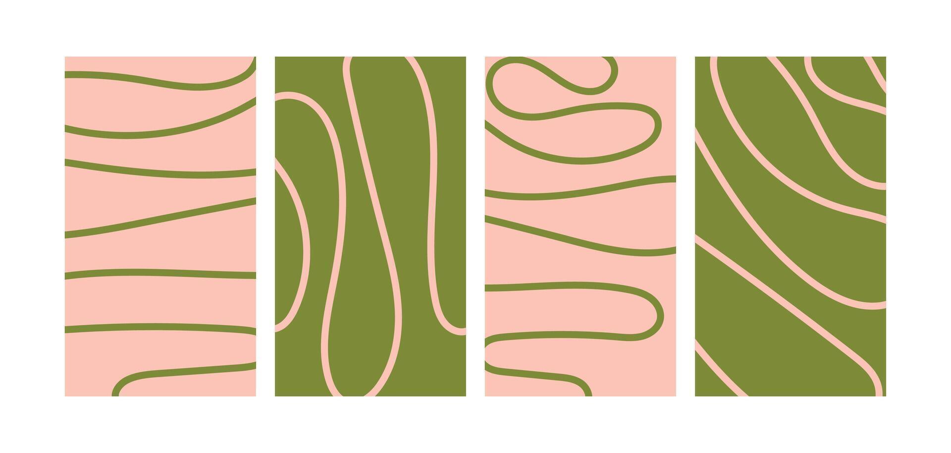 Set of Abstract Wavy Textured Social Media Backgrounds vector