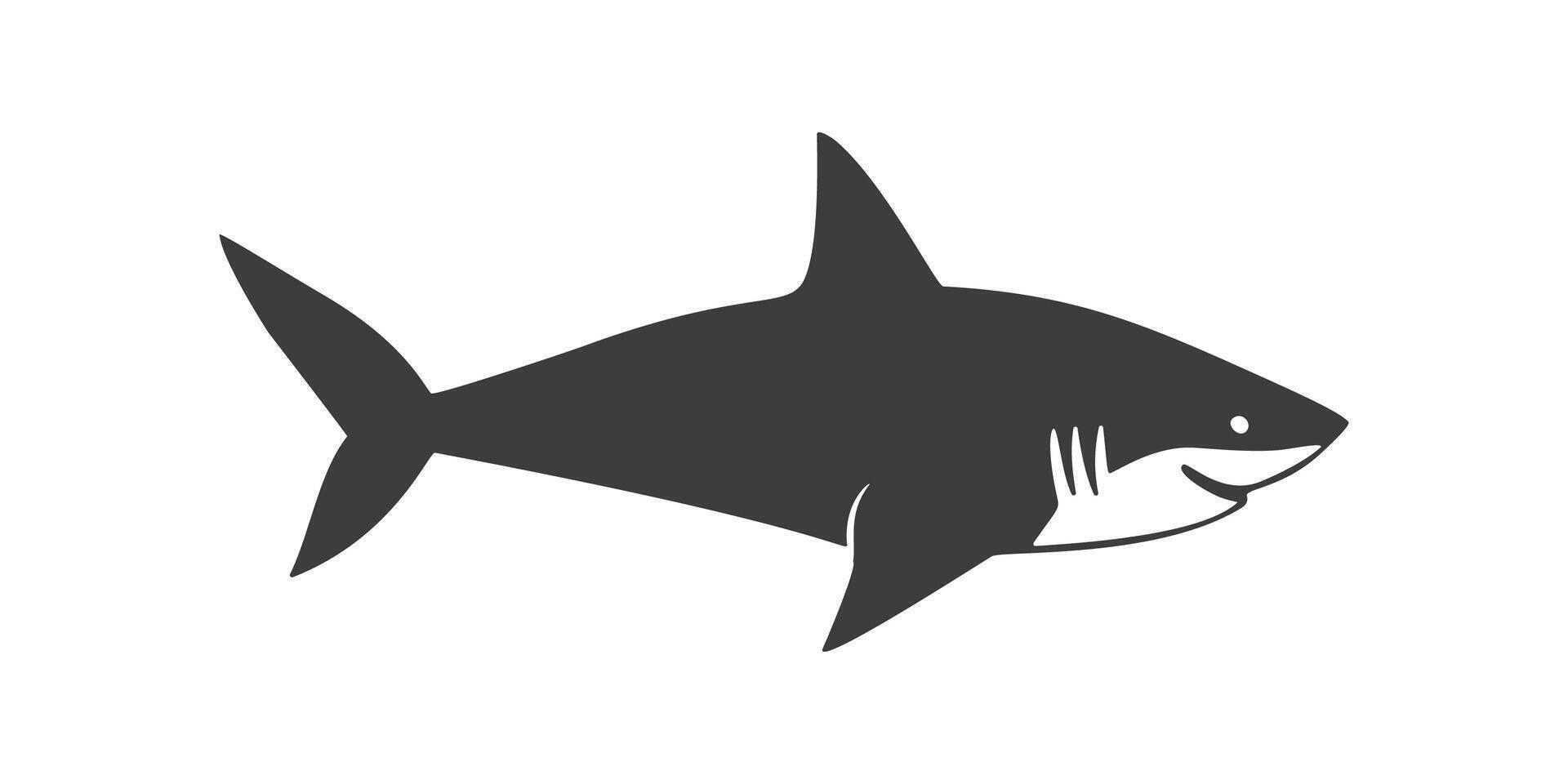 Black silhouette illustration of a shark vector